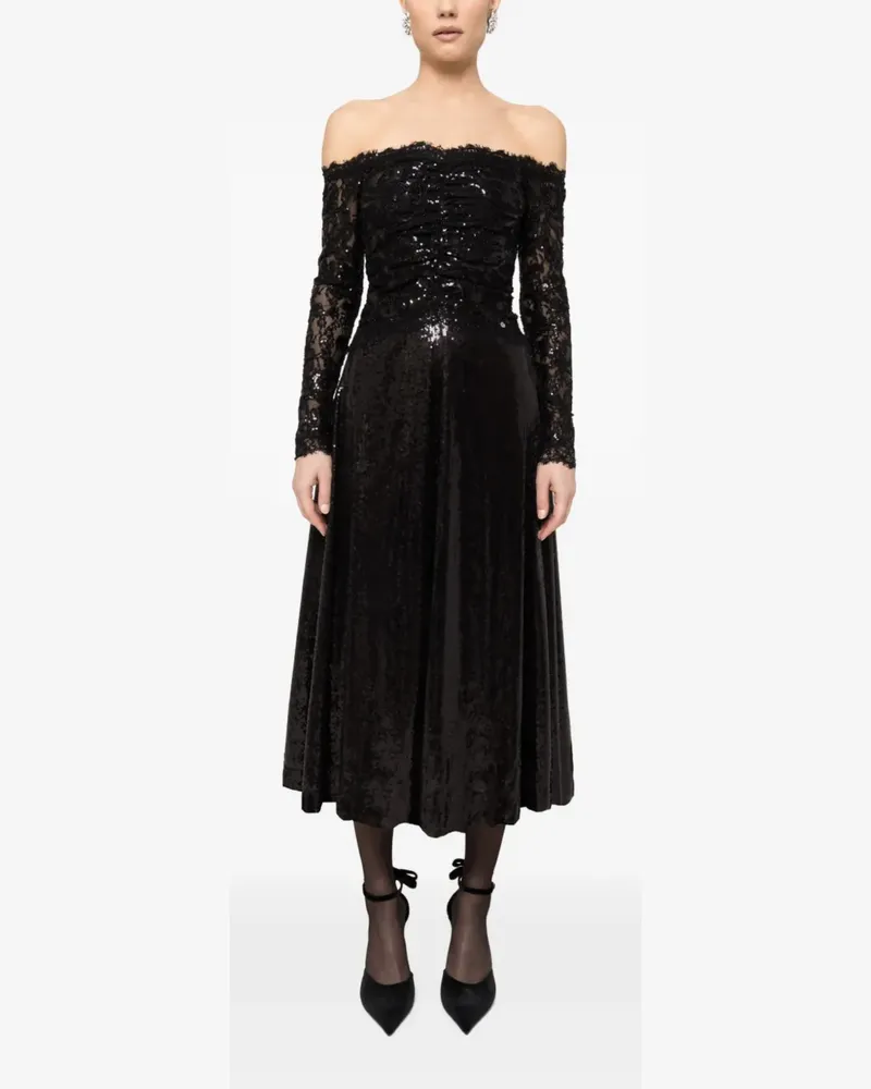NISSA Schulterfreies Midikleid mit Pailletten - Schwarz Schwarz