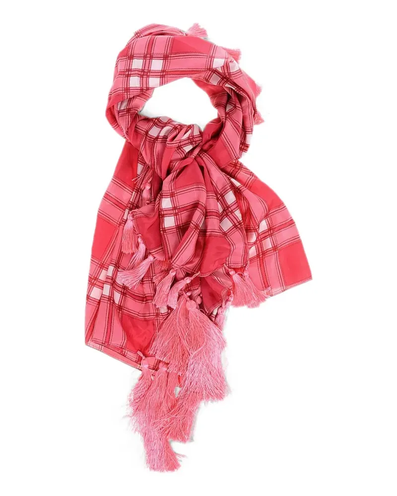 Dsquared2 checked-pattern tassel-trim scarf - Rosa Rosa