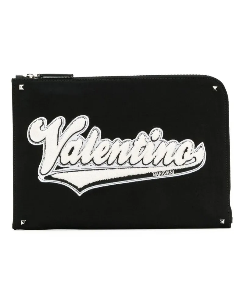Valentino Garavani Laptoptasche mit Logo-Patch - Schwarz Schwarz