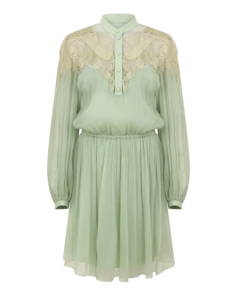 Alberta Ferretti lace-detail mini dress - Grün Grün