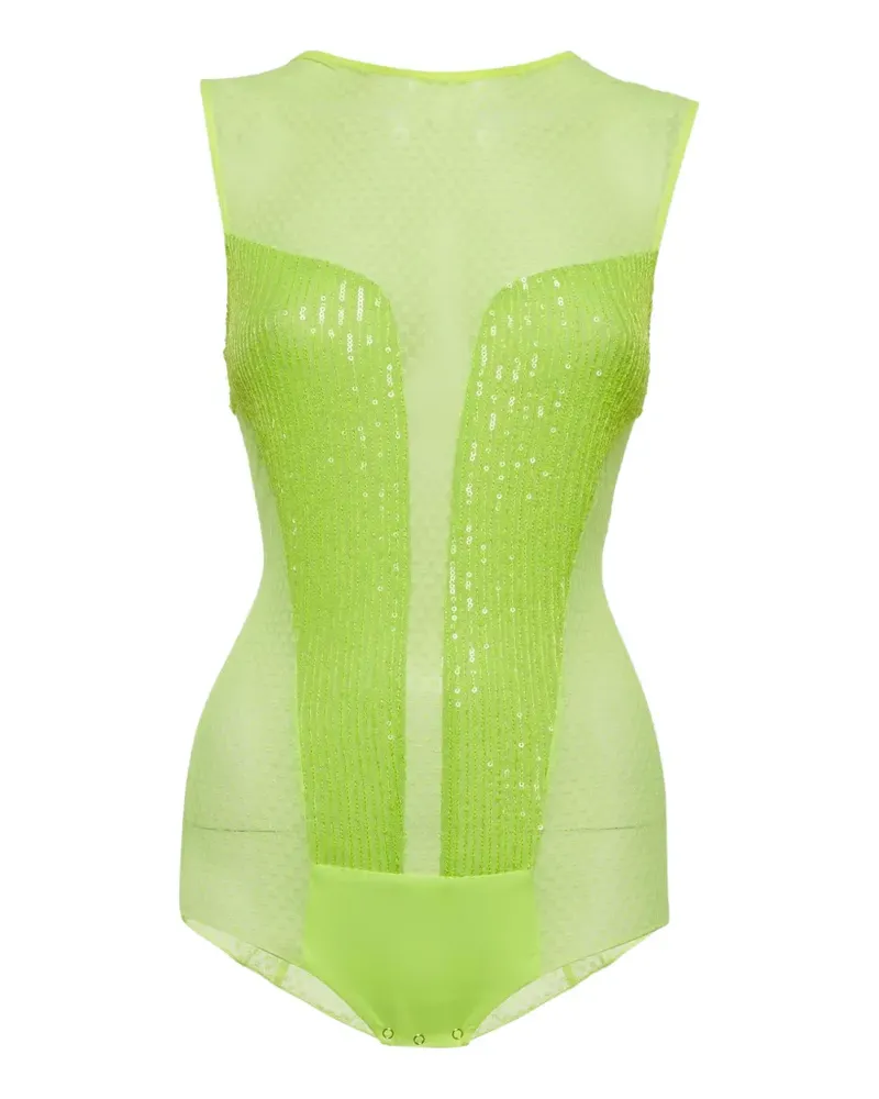 Elisabetta Franchi Ärmelloser Body mit Pailletten - Grün Grün