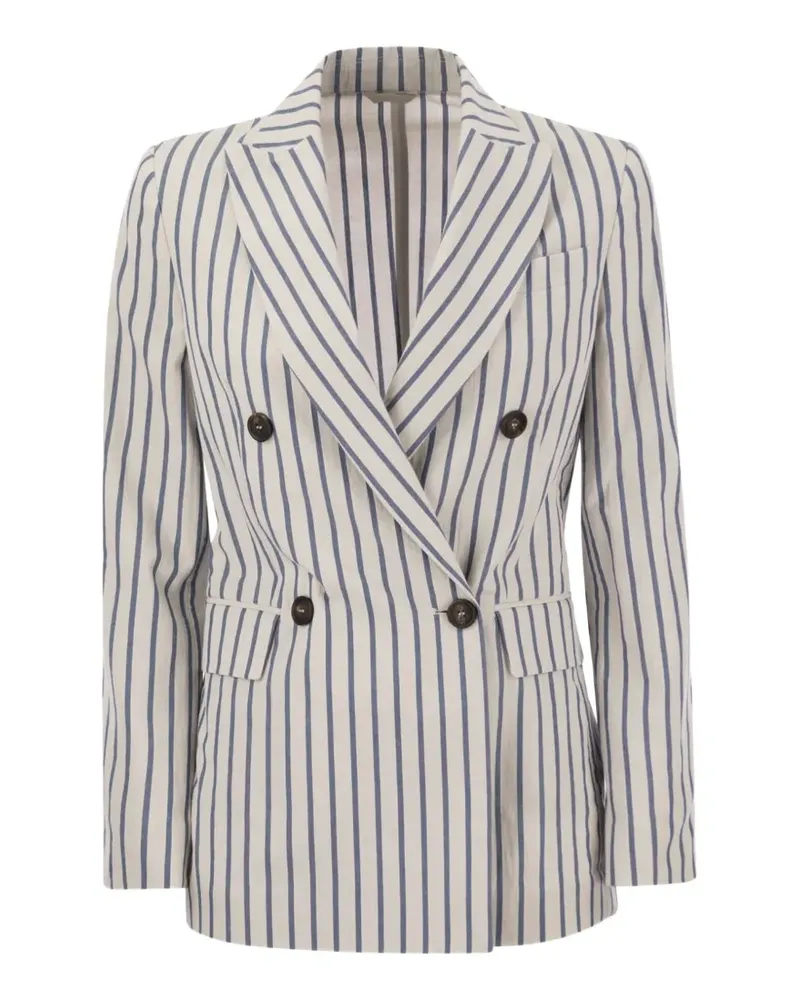 Brunello Cucinelli striped double-breasted jacket - Nude Nude
