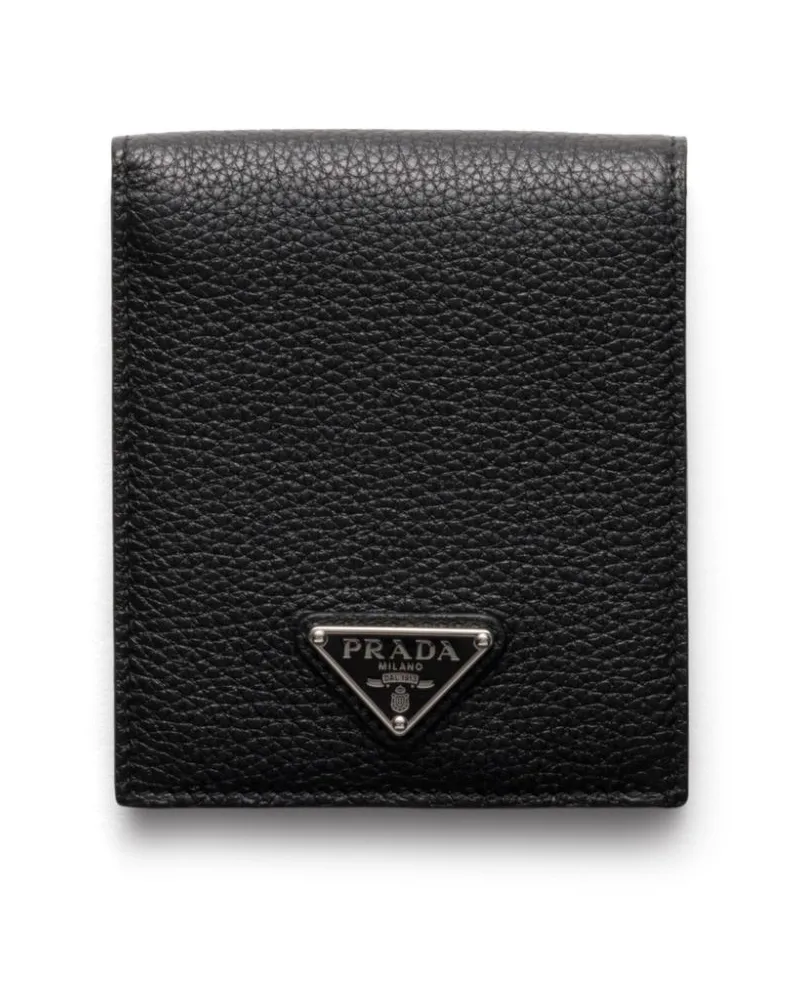 Prada Portemonnaie mit emailliertem Triangel-Logo - Schwarz Schwarz