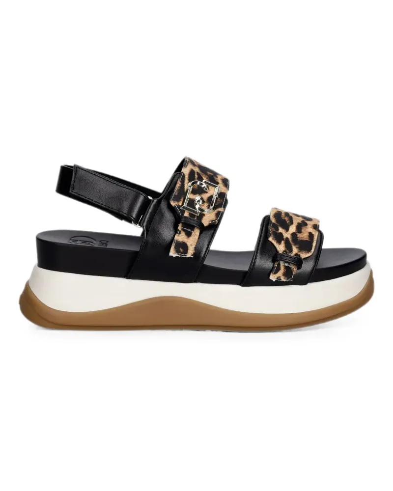 Liu Jo leopard-print logo-plaque sandals - Schwarz Schwarz