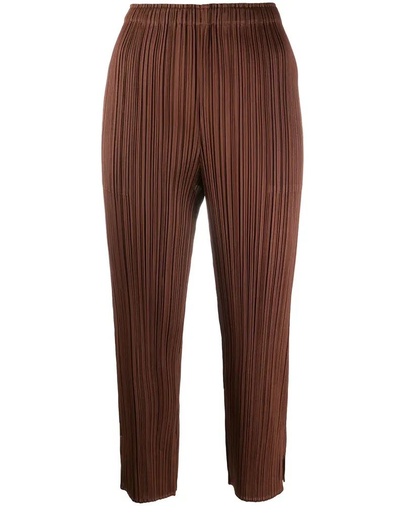 Issey Miyake cropped pleated trousers - Braun Braun