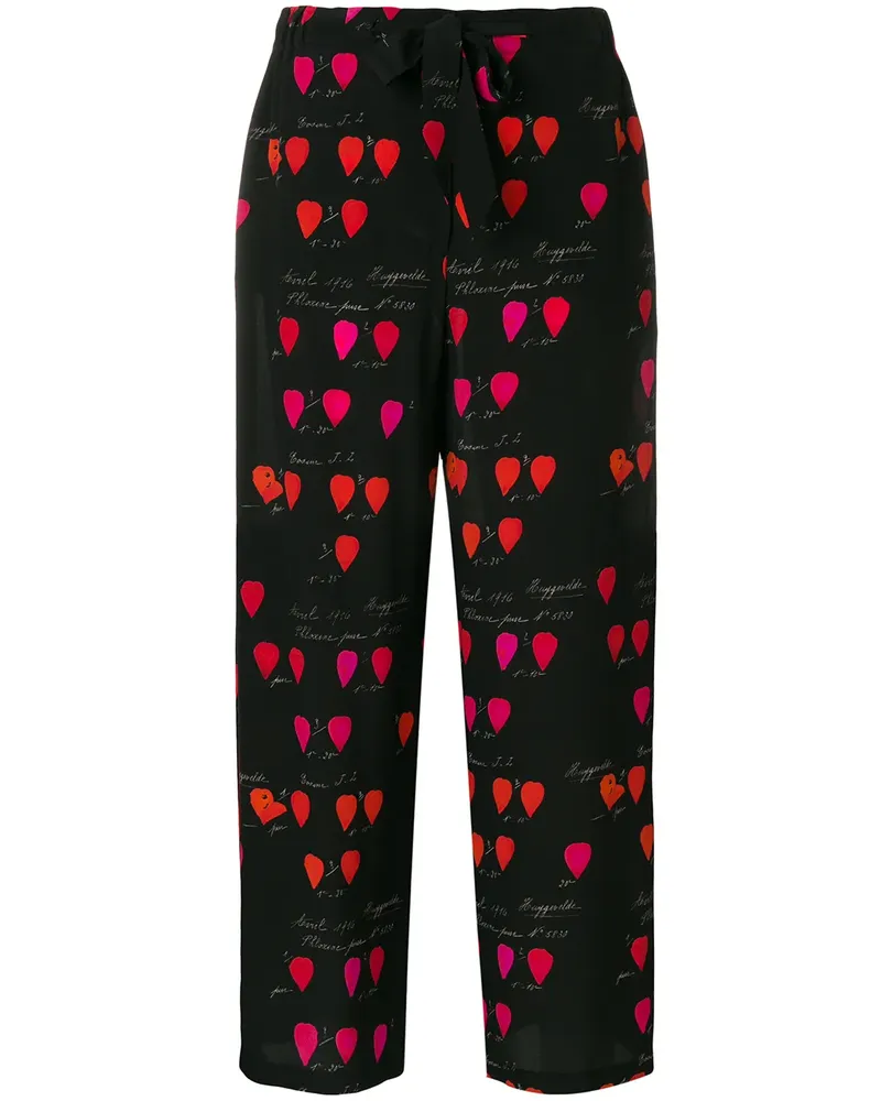 Alexander McQueen Seidenhose mit Print - Schwarz Schwarz