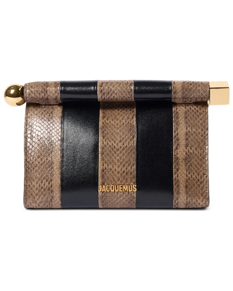 Jacquemus Le Sac Rond Carre striped clutch bag - Braun Braun