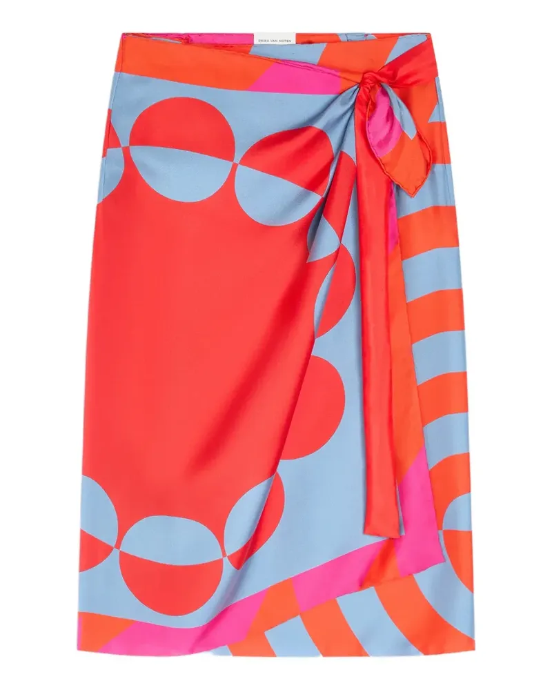 Dries van Noten Wickelrock mit Print - Rot Rot