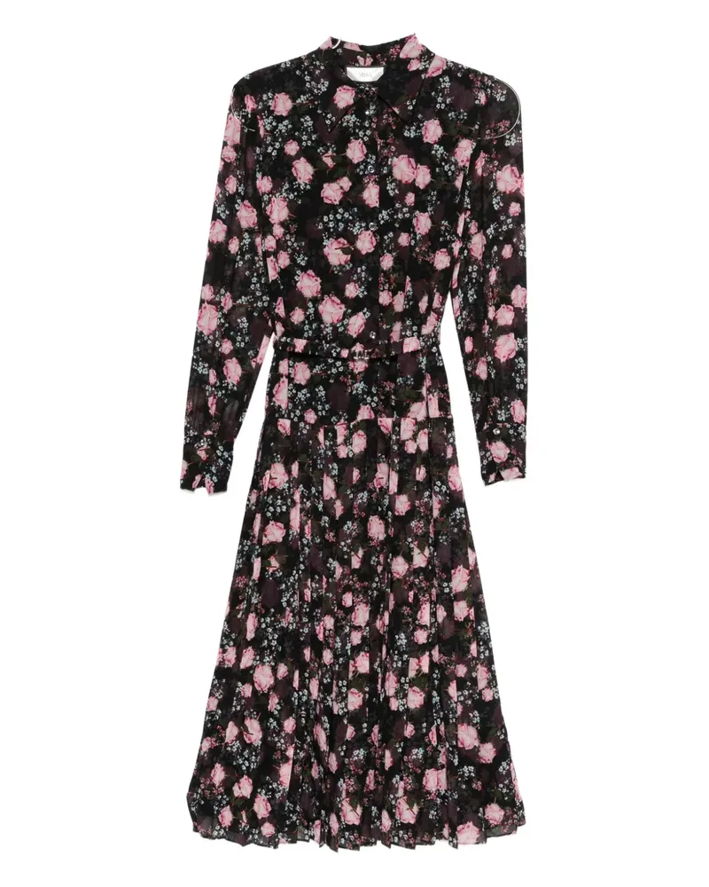 NISSA Plissiertes Kleid mit Blumen-Print - Schwarz Schwarz
