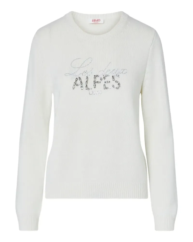 Liu Jo knit sweater with jewel embroidery - Weiß Weiß