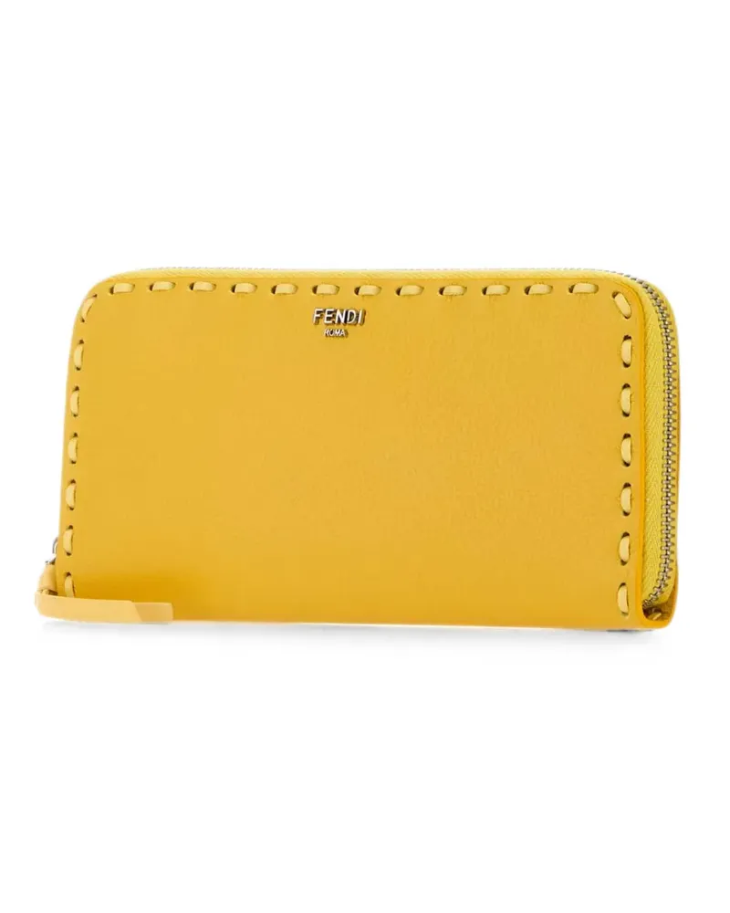 Fendi large Selleria stitch-trim leather wallet - Gelb Gelb