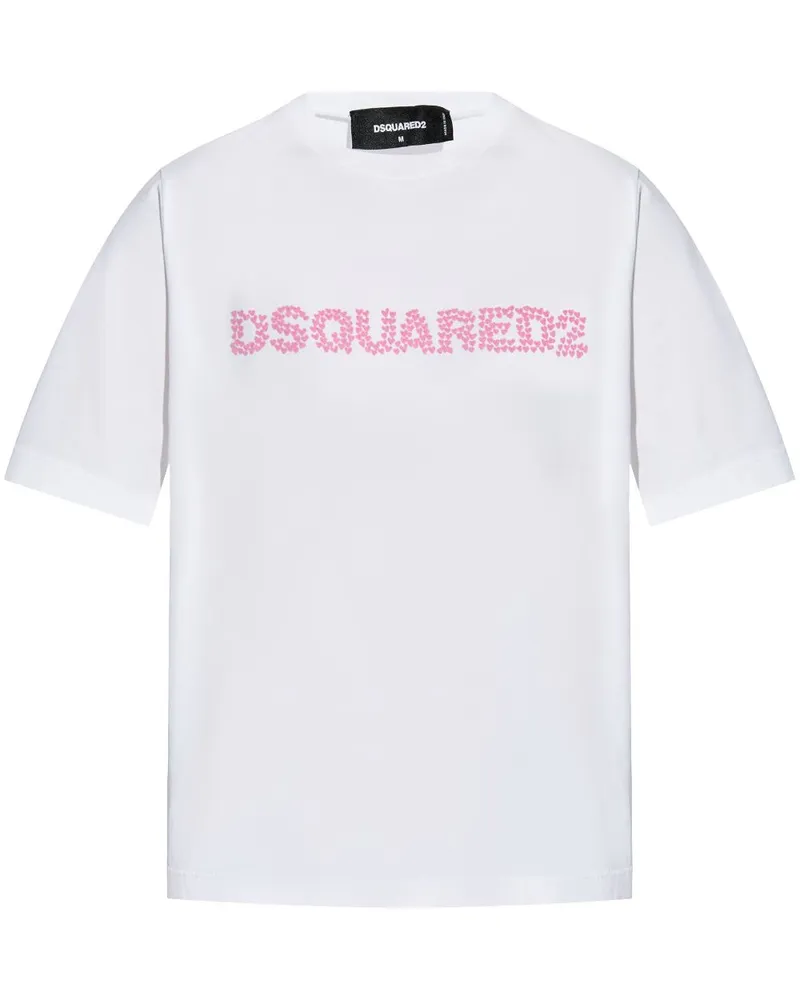 Dsquared2 T-Shirt mit Logo-Stickerei - Weiß Weiß