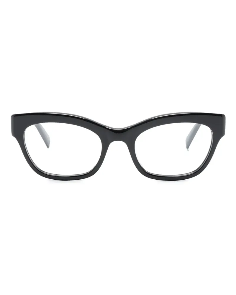 Saint Laurent Runde Brille mit Logo-Print - Schwarz Schwarz