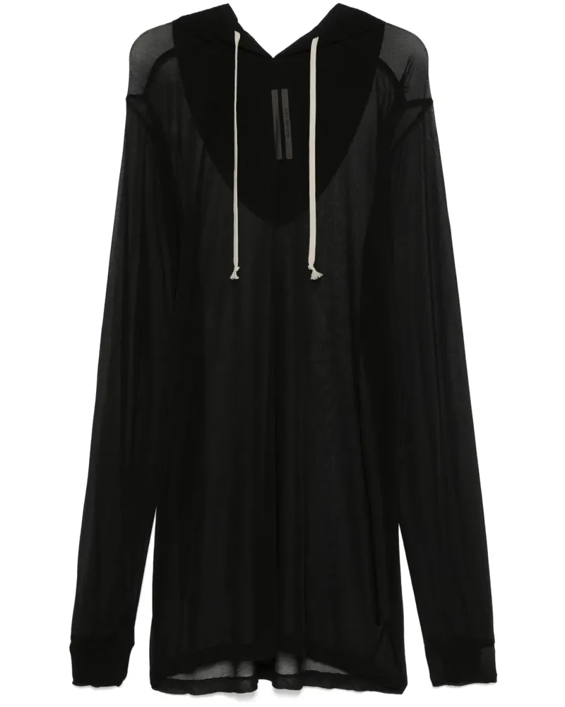 Rick Owens Semi-transparenter Hoodie - Schwarz Schwarz