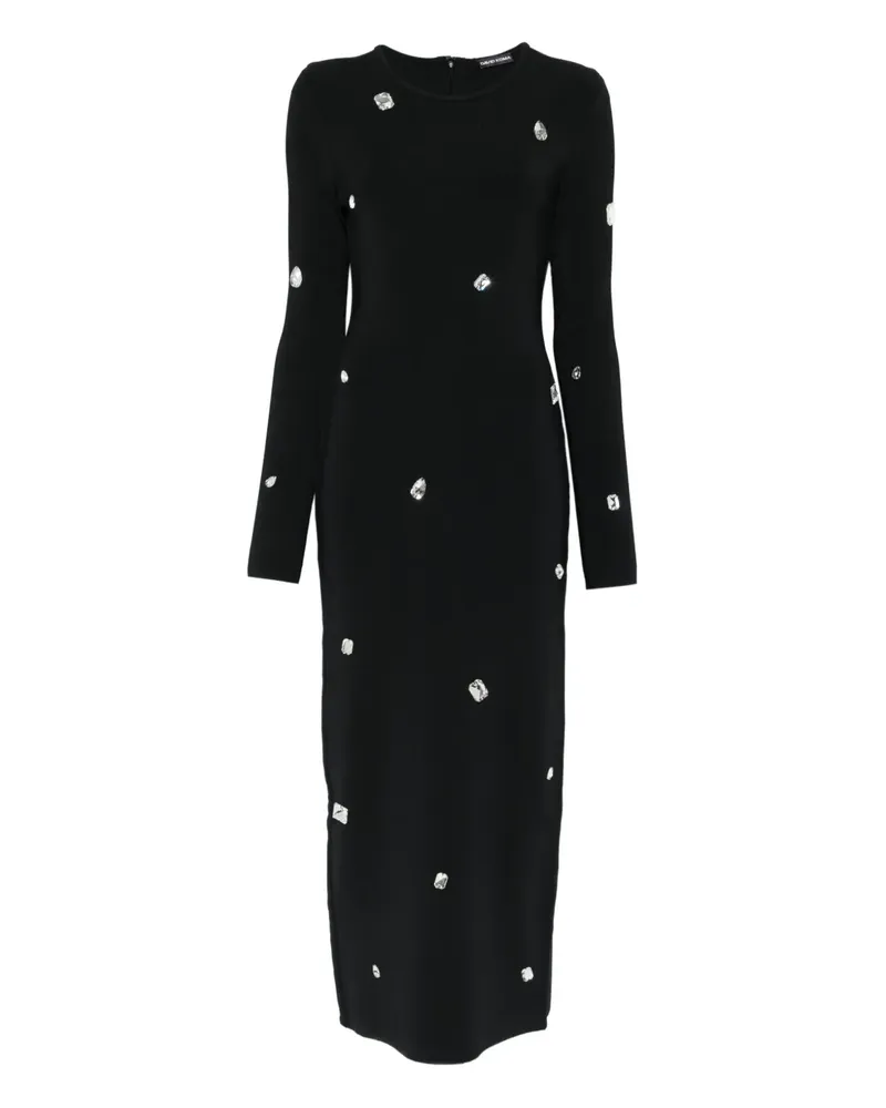 David Koma Midikleid mit Kristallen - Schwarz Schwarz