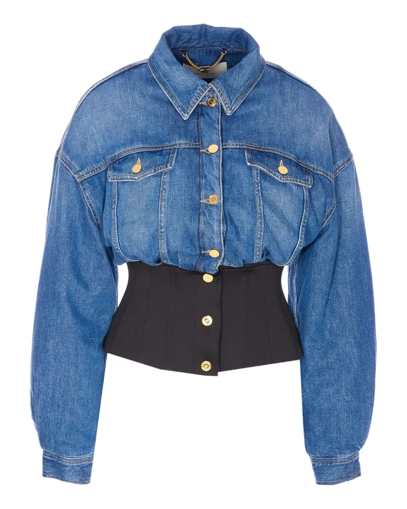Elisabetta Franchi Jeansjacke mit Corsage-Effekt - Blau Blau