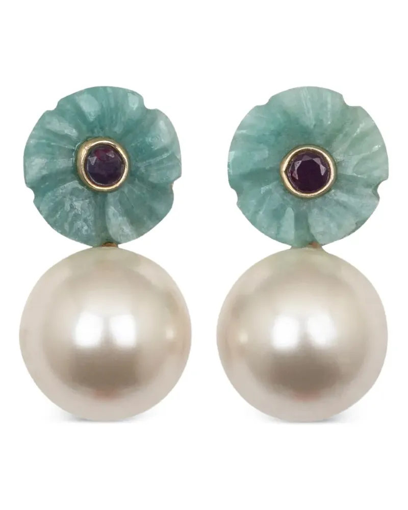 Jennifer Behr Libby Ohrringe mit Blumendetail - Weiß Weiß