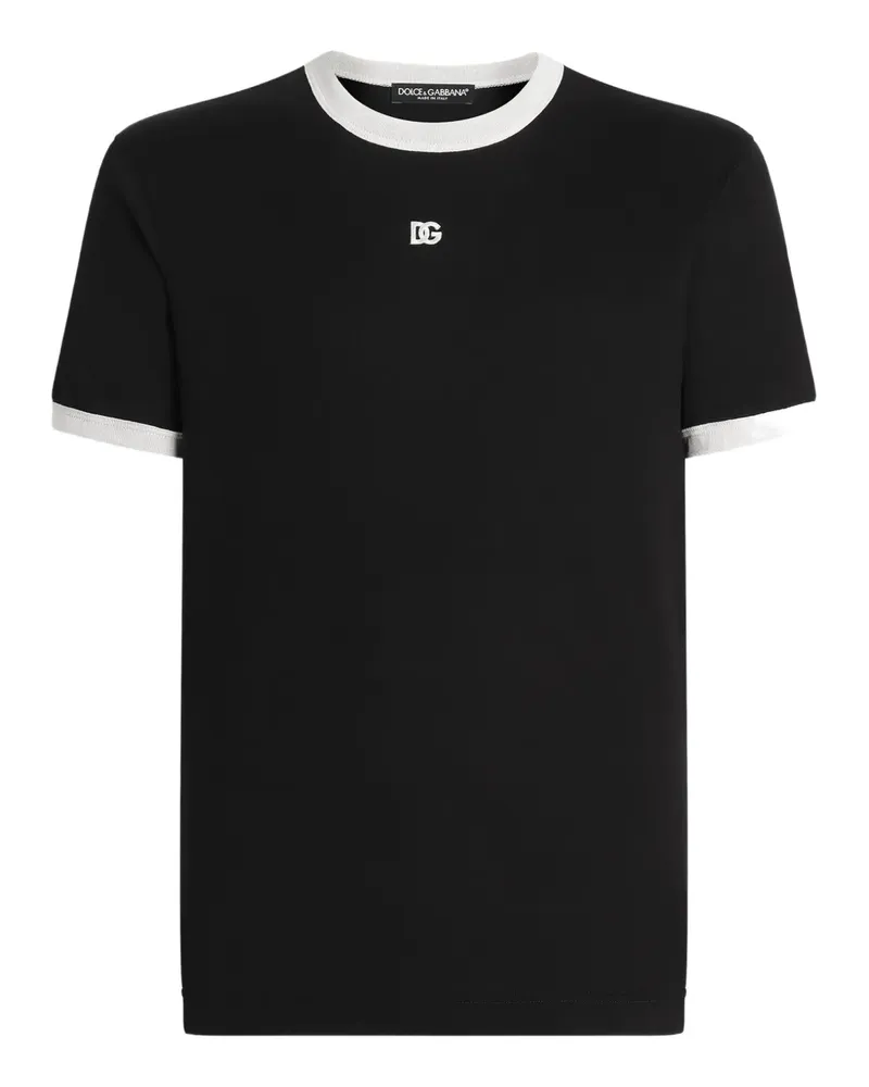 Dolce & Gabbana T-Shirt mit Logo-Stickerei - Schwarz Schwarz