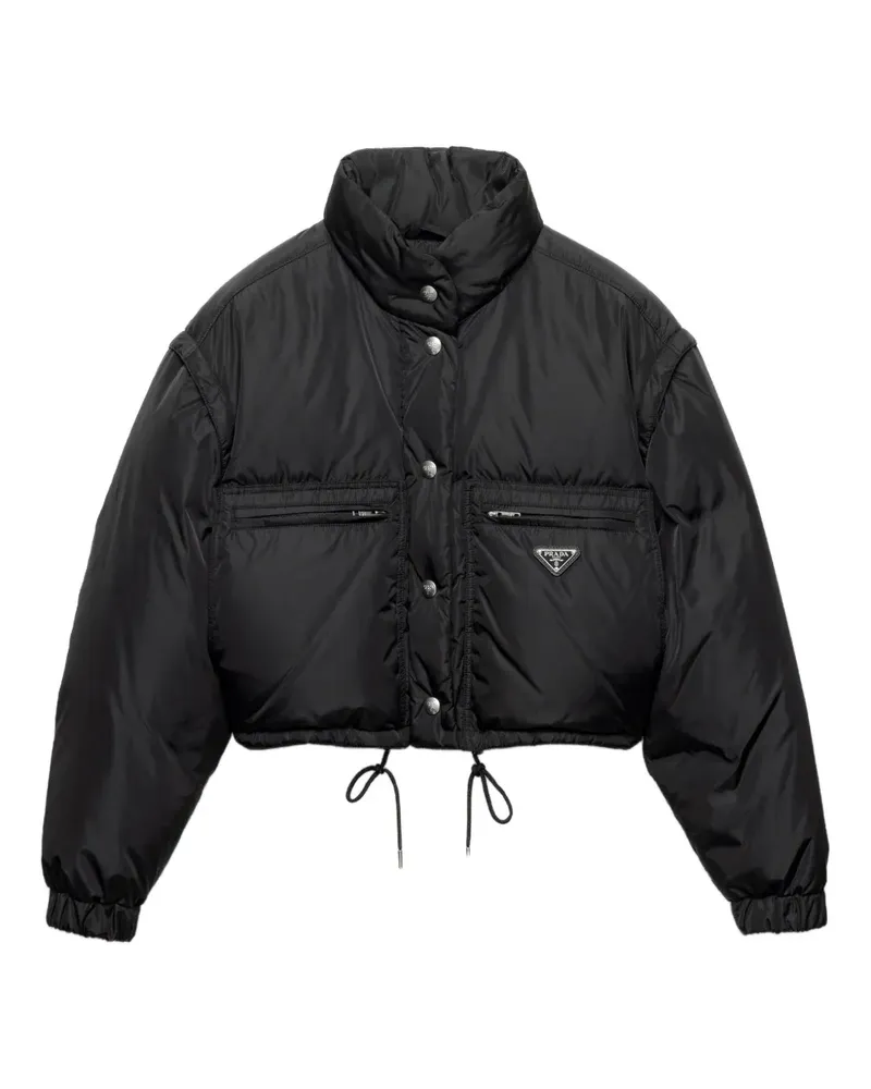 Prada Cropped-Daunenjacke mit Ringkragen - Schwarz Schwarz