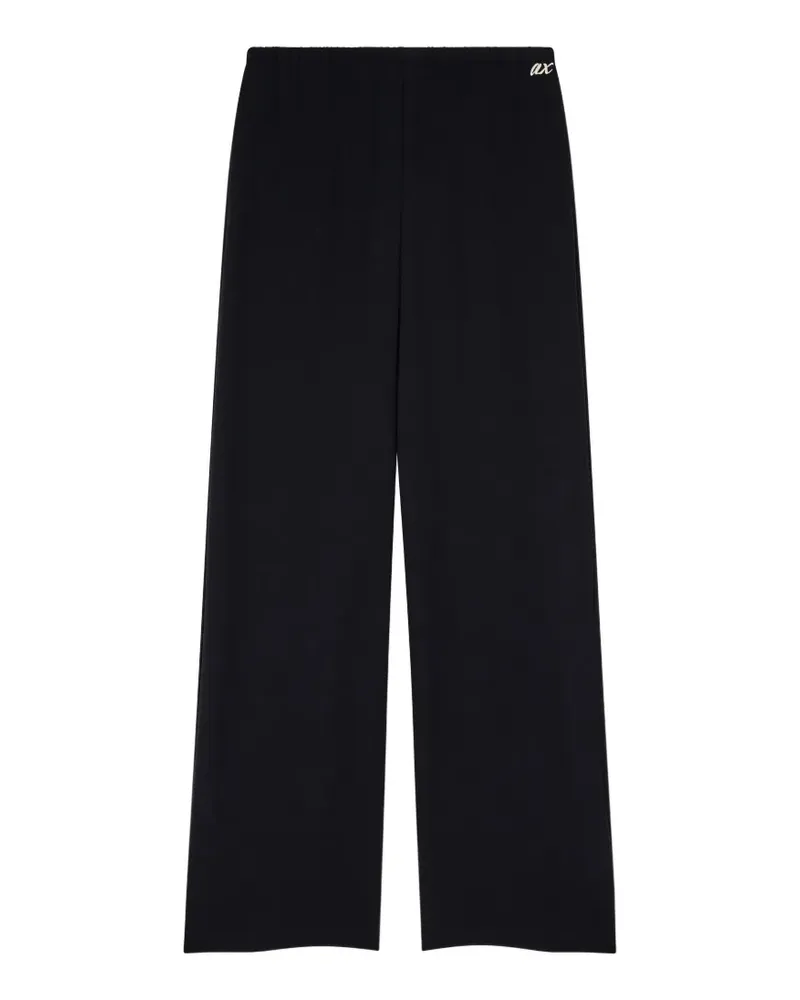 Armani Exchange logo-embroidered wide-leg trousers - Schwarz Schwarz