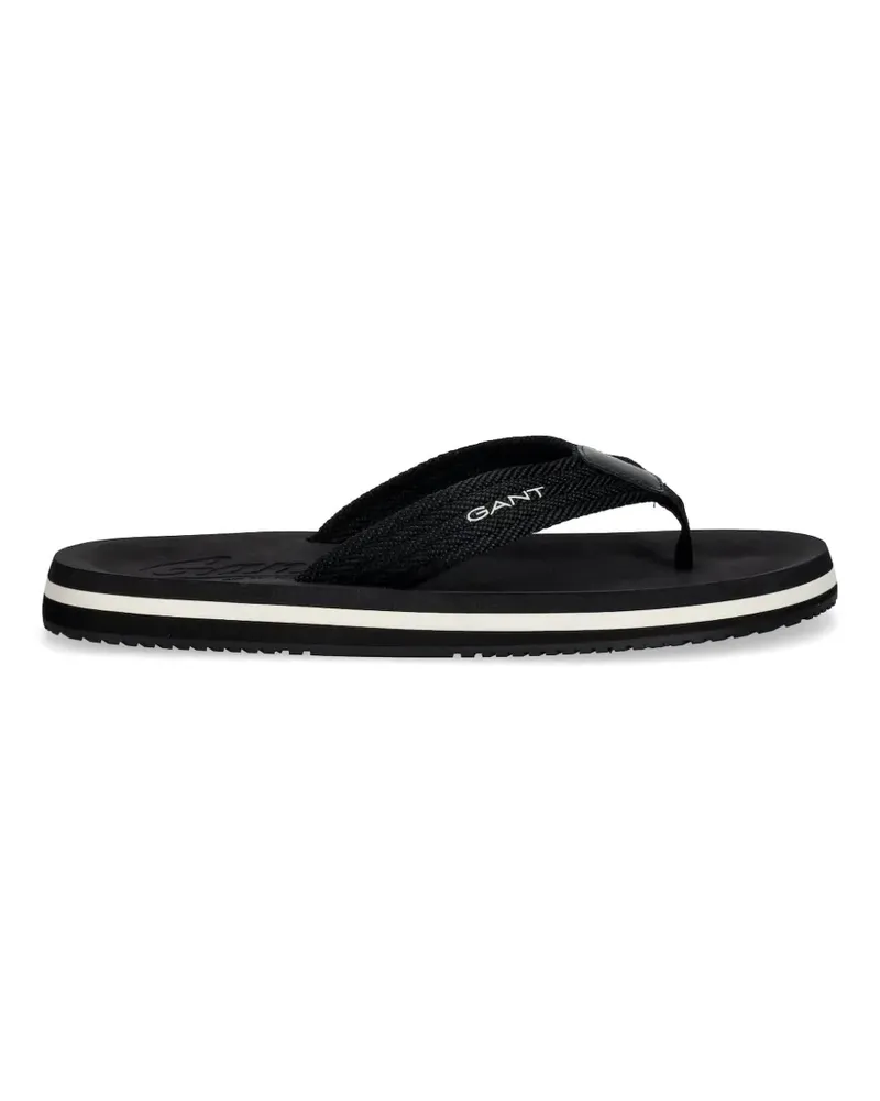 Gant logo-print flip-flops - Schwarz Schwarz