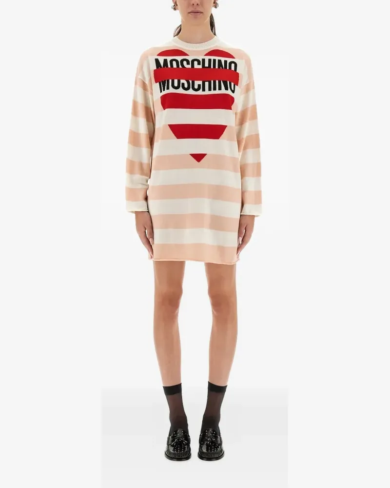 Moschino Gestreiftes Heart Kleid - Nude Nude