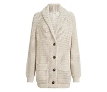 Cardigan mit Lochstrickmuster - Nude