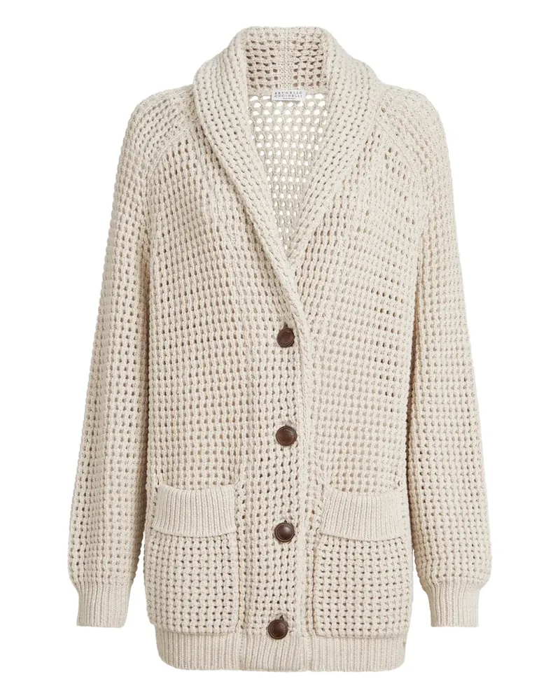 Brunello Cucinelli open-knit cardigan - Nude Nude