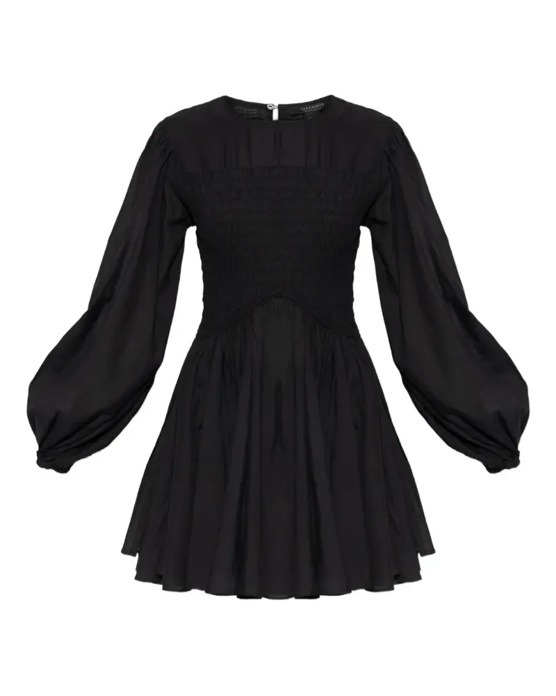 AllSaints Chia Smoked Minikleid mit Puffärmeln - Schwarz Schwarz