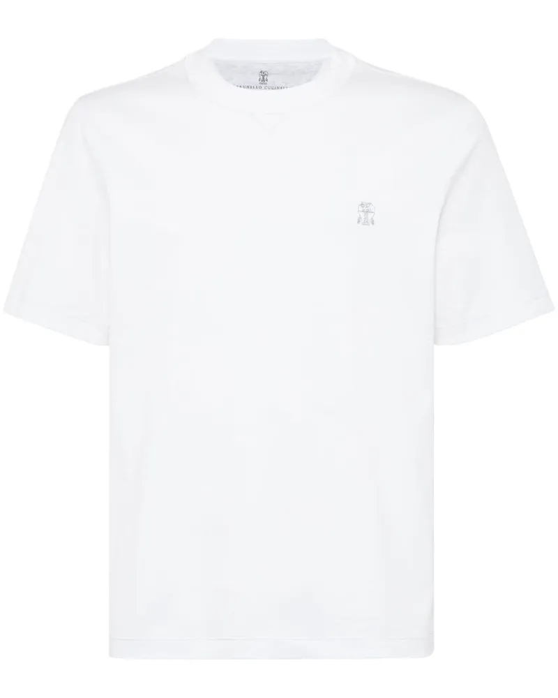 Brunello Cucinelli T-Shirt mit Logo-Stickerei - Weiß Weiß