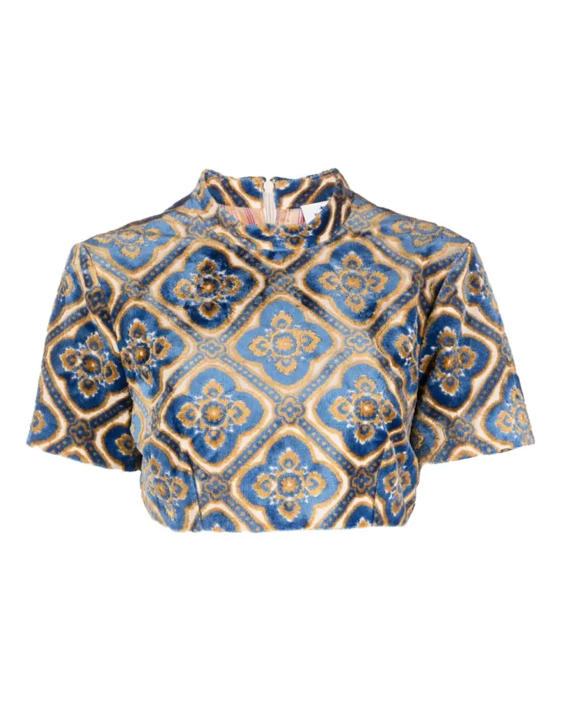 Etro cropped patterned top - Blau Blau