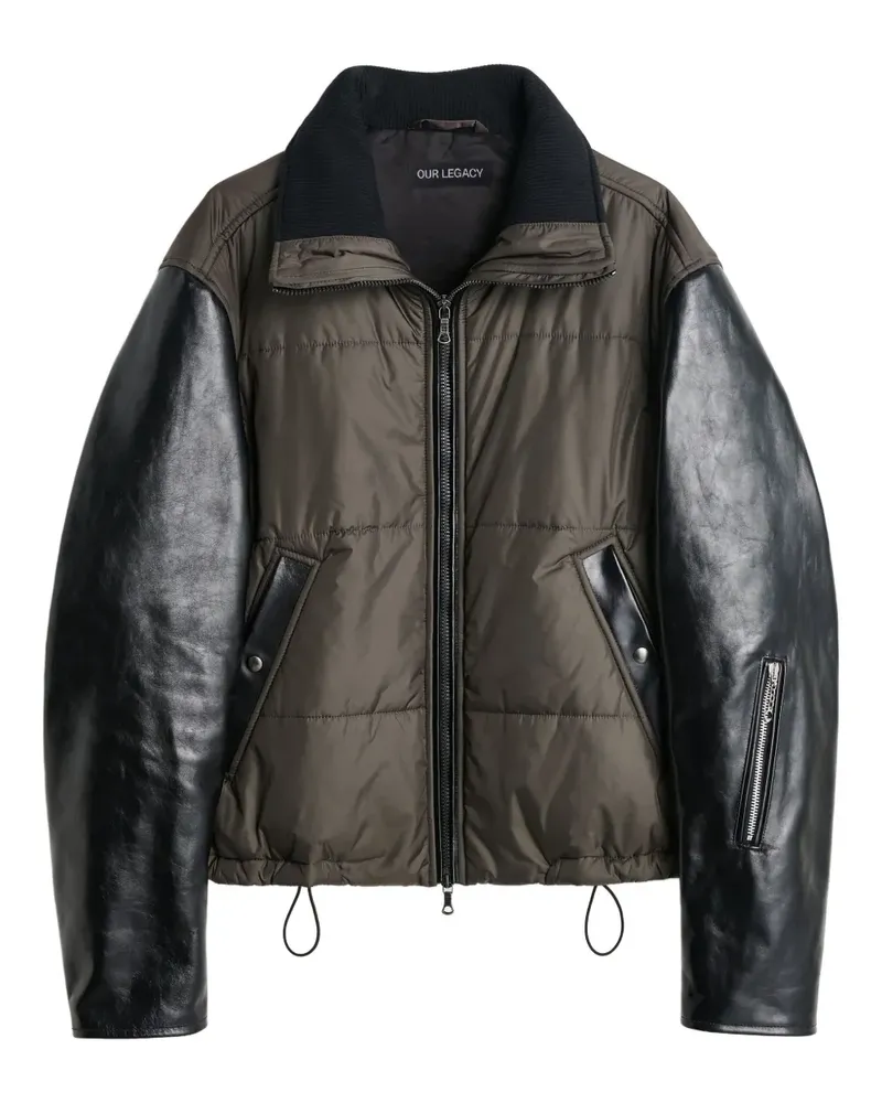 Our Legacy Gesteppte Jacke mit Lederärmeln - Grau Grau