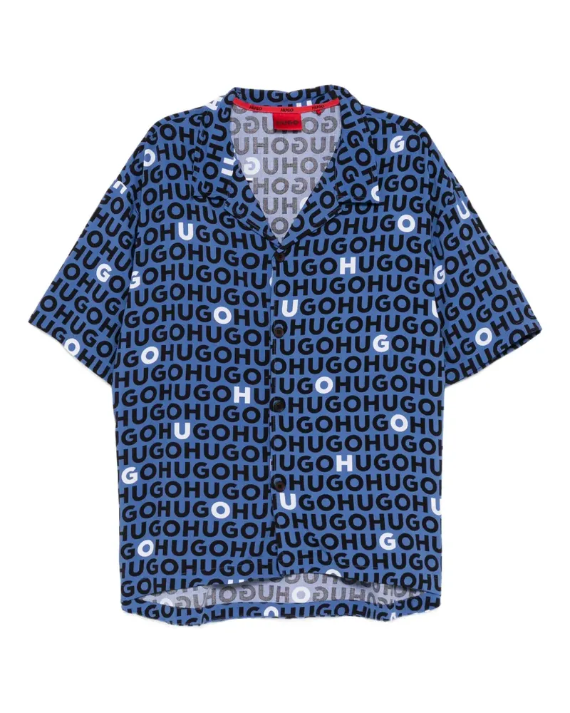 HUGO BOSS Hemd mit Logo-Print - Blau Blau