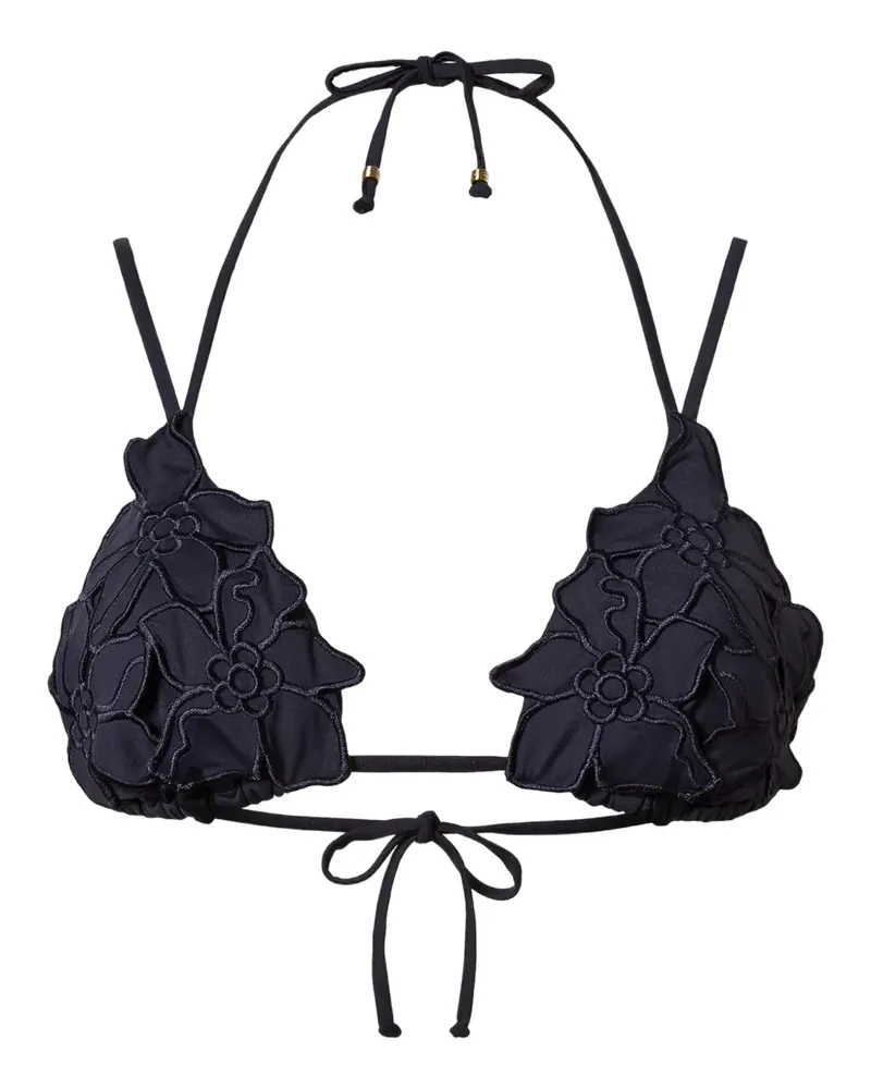 Twin-Set Bikini mit Blumenapplikation - Blau Blau