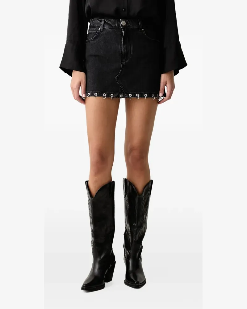 Pinko pierced-hem denim mini skirt - Schwarz Schwarz