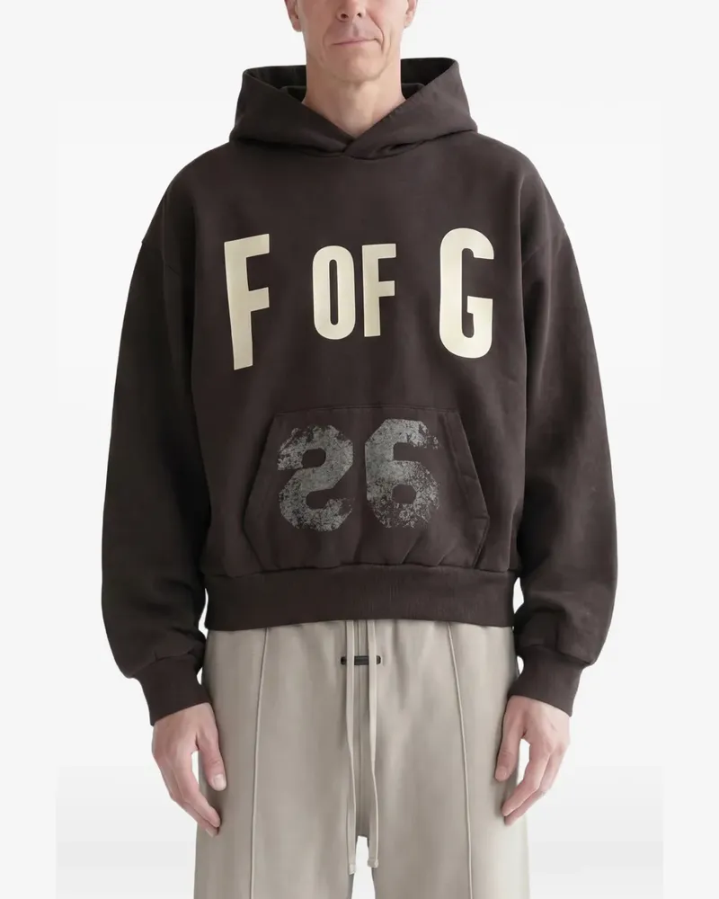 Fear of God F Of G Classic logo-print raglan-sleeve hoodie - Braun Braun