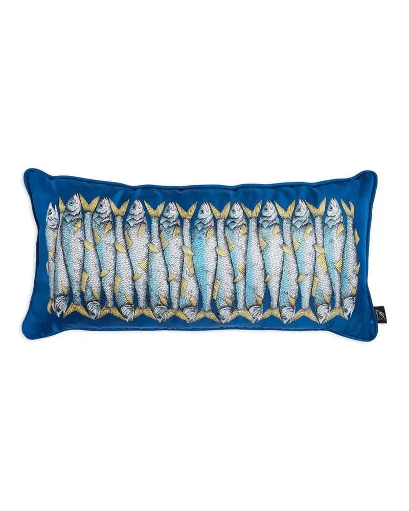 Fornasetti Kissen mit Sardinen-Print - Blau Blau
