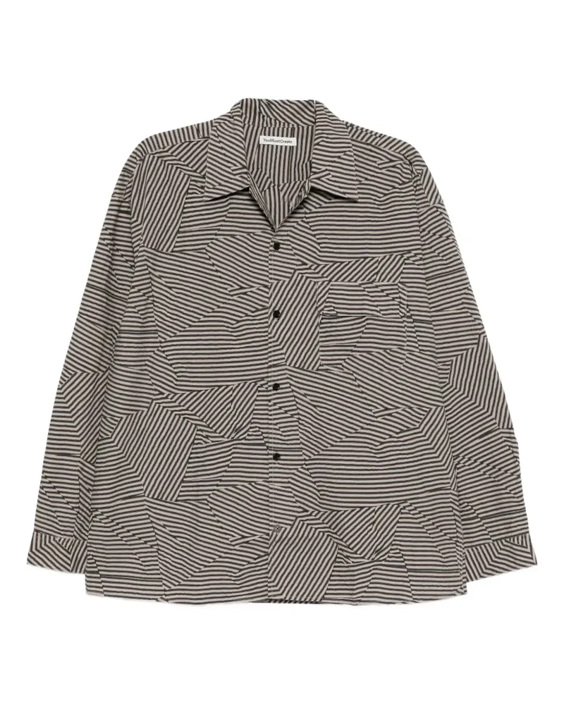 YMC Gestreiftes Hemd - Schwarz Schwarz
