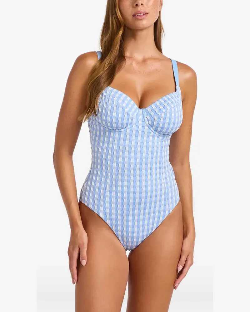 Seafolly Australia Badeanzug mit Vichy-Karo - Blau Blau