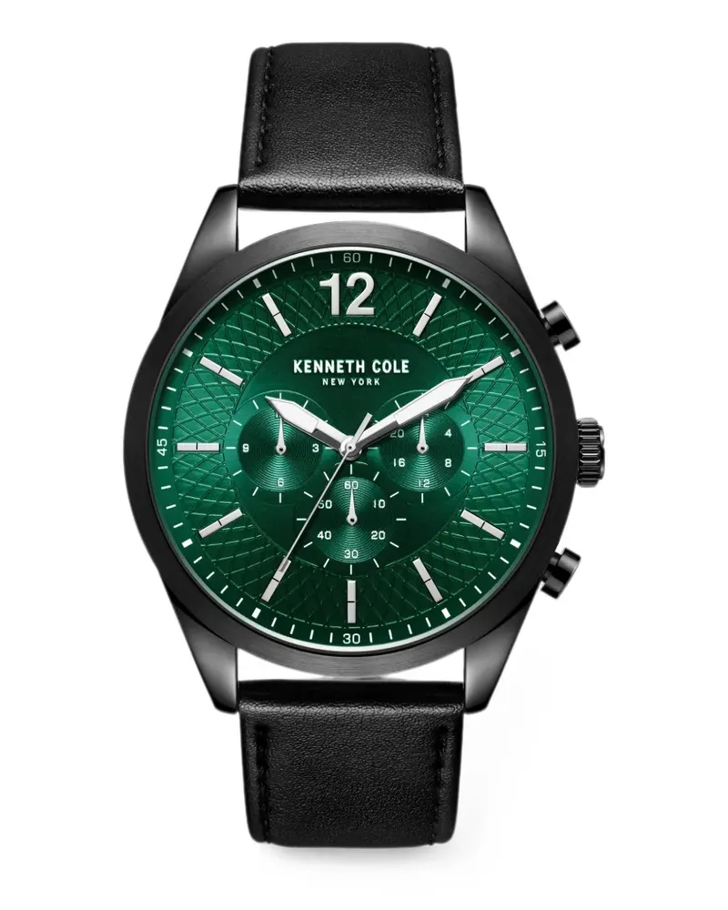 Kenneth Cole Chronograph aus Leder 48mm - Grün Grün