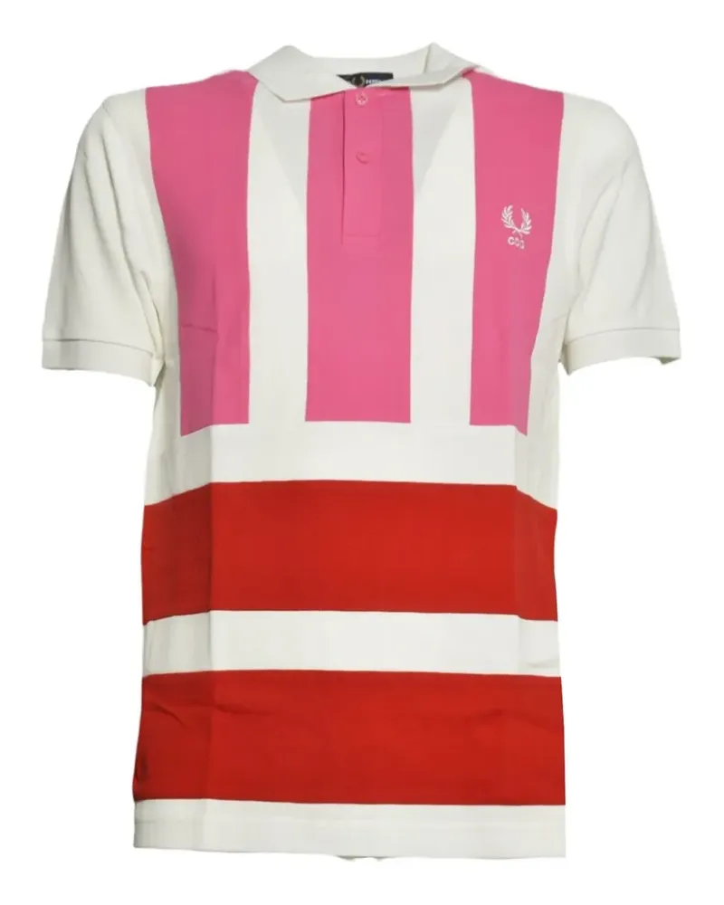 Comme des Garçons striped logo-embroidered polo shirt - Weiß Weiß