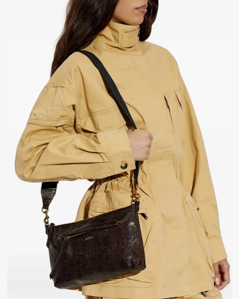Isabel Marant Nessah snake-effect leather cross body bag - Braun Braun