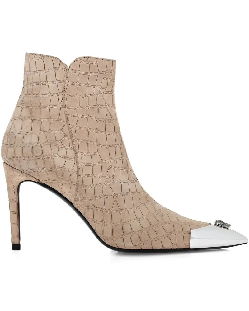 Philipp Plein Stiefel im Metallic-Look mit Kroko-Effekt 120mm - Nude Nude