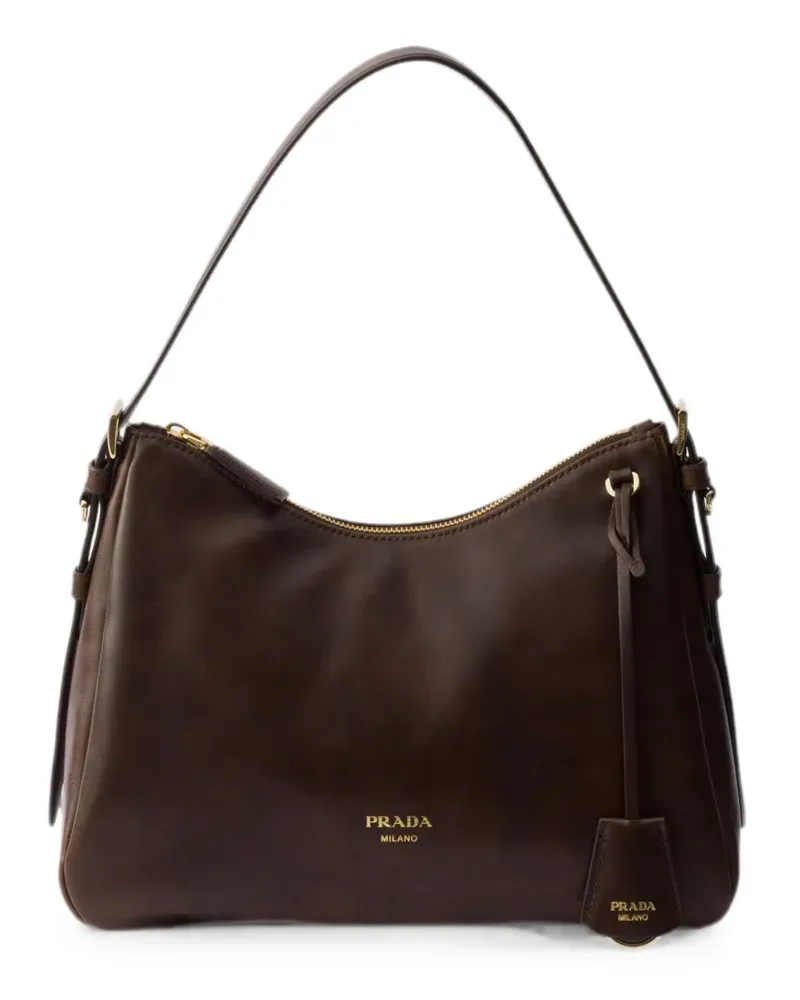 Prada Schultertasche mit Logo-Print - Braun Braun