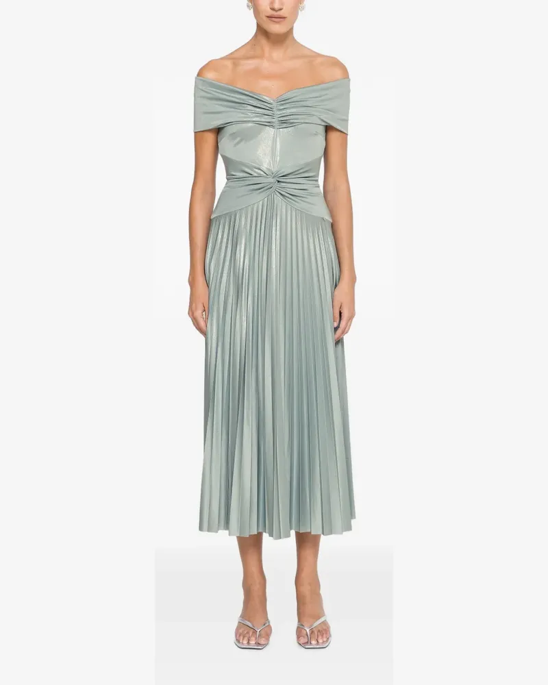 NISSA pleated off-shoulder dress - Grün Grün