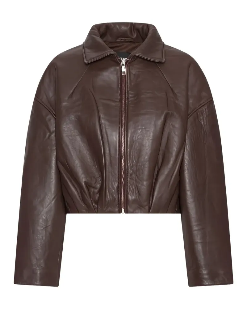 ROTATE Birger Christensen Cropped-Jacke aus Leder - Braun Braun