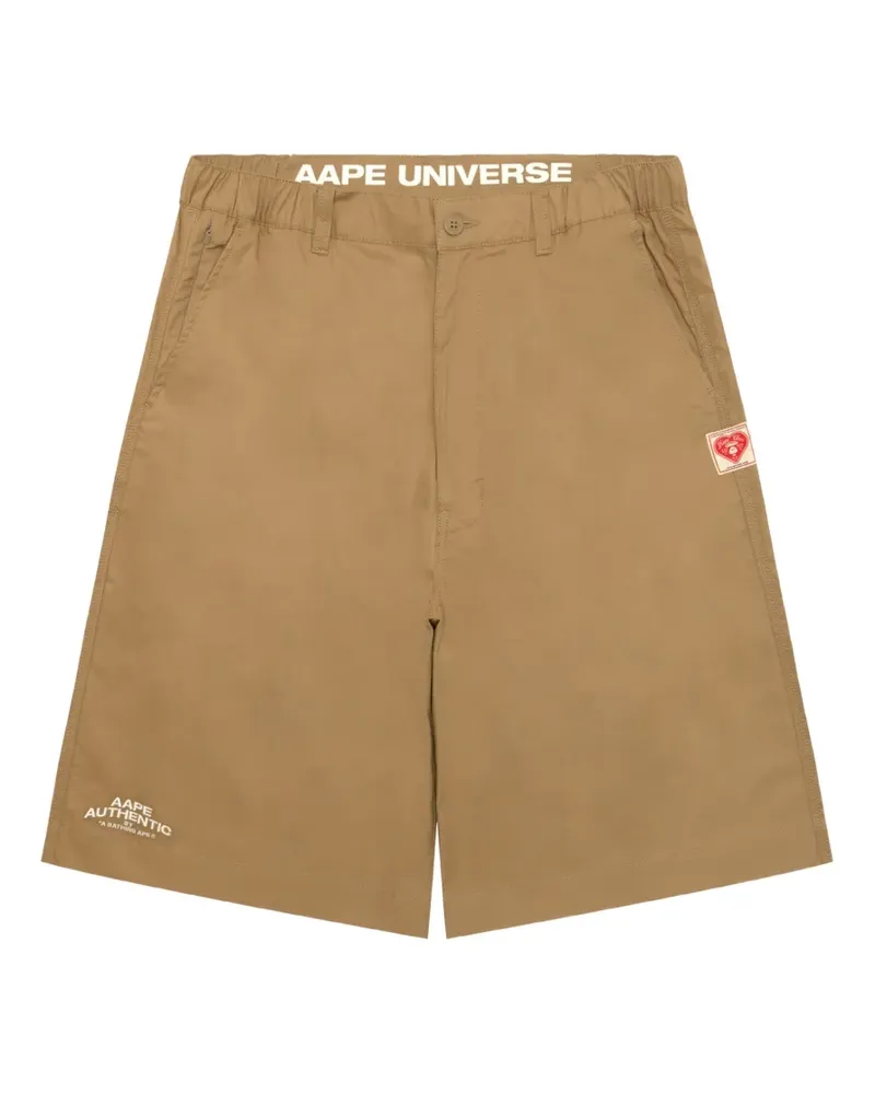 BAPE logo-print cotton shorts - Nude Nude