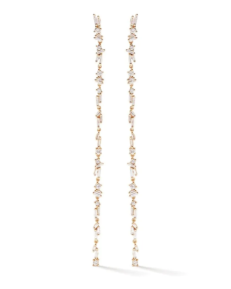Suzanne Kalan 18kt 'Fireworks Sparkler Flexible' Rotgoldohrringe mit Diamanten - Rosa Rosa
