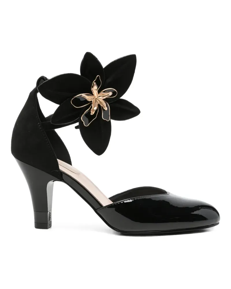 Liu Jo Sandalen aus Lackleder mit Blumendetail - Schwarz Schwarz