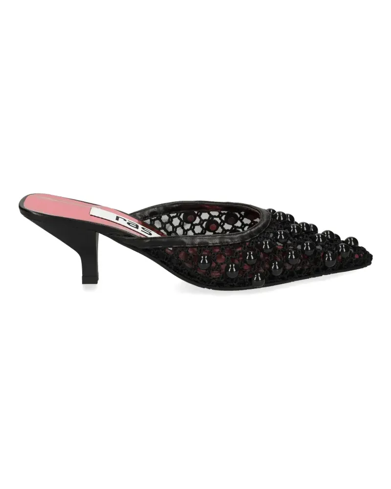 RAS beaded mesh mules - Schwarz Schwarz
